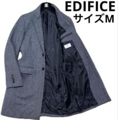 ★美品中古★エディフィス★ヘリンボーンチェスターコート★ 417 EDIFICE ヘリンボーン シングルブレスト チェスターコート 五者混