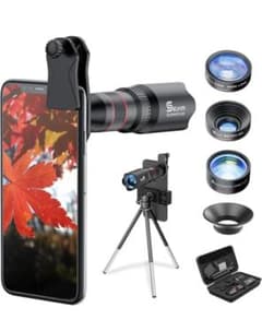 Smartphone Camera Lens 4-in-1 Kit: 22x Telephoto, Wide Angle, Macro, Fisheye, with Tripod