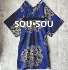 美品】SOU SOU 浴衣みたて 芍薬 月華 花柄 S ブルー ネイビー - メルカリ