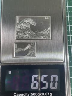 純銀レリーフ‼️プレート 北斎ペア Pure silver 6.50g 造幣局