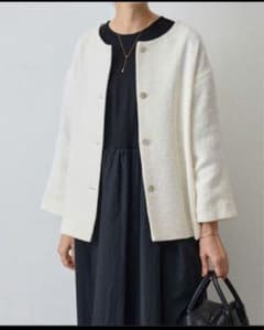 【BEARDSLEY】前後2way ツイードノーカラージャケット ホワイト ビアズリー 前後2way ツイードノーカラージャケット ホワイト28,600円