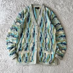 クージー 90s COOGI 3D ニット カーディガン S blue - メルカリ