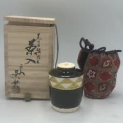 手塚景雲 黒仁清鱗波文 茶入　茶道具 手塚景雲 黒仁清鱗波文 茶入 茶道具 - メルカリ