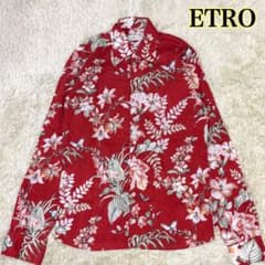 エトロ ETRO 長袖シャツ ドレスシャツ 花柄 ボタニカル柄 ペイズリー 赤 エトロ ETRO 長袖シャツ ドレスシャツ 花柄 ボタニカル柄 ペイズリー