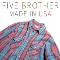 FIVE BROTHER 好配色 70s ネルシャツ 青茶タグ 三角タグ - メルカリ