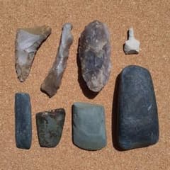 石器セット 出土品 (石槍、石錐、石篦、他計7点) 硬質頁岩(チャート)含む！ 石器セット 出土品 (石槍、石錐、石篦、他計7点) 硬質頁岩(チャート