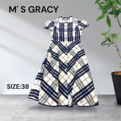 e2378☆M'S GRACY チェック柄 半袖ワンピース 38 - メルカリ