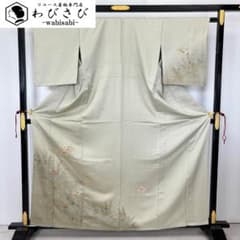 ☆ 単衣 付下げ 刺繍柄 地紙に花模様 金駒刺繍 薄裏柳色 K-6008 - メルカリ