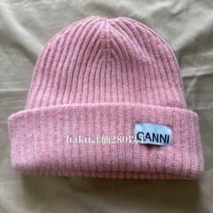 GANNI ニット帽 ピンク GANNI ピンク ニットビーニー - メルカリ