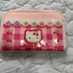 平成レトロ ハローキティ ポーチ ピンク チェック柄 パスポートケース