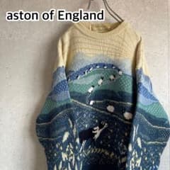 オールド イギリス製 シープドッグ 牧場 レトロ ニット セーター 