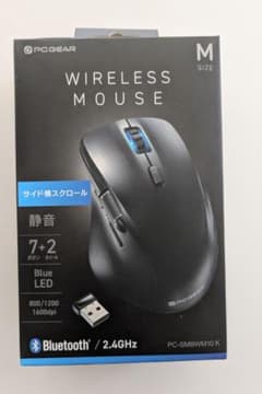 PCGEAR ワイヤレスマウス ブラック PC-SMBWM10 Kのサムネイル