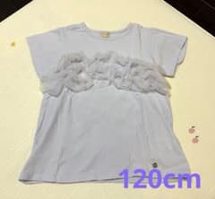 プティマイン【リンク】チュールフリルAラインTシャツ ライトブルー 120