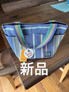 新品タグ付 ネパール製 コットントートバッグ エスニック ナチュラルのサムネイル