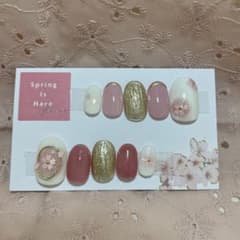 ネイルチップ　桜ネイル　春ネイル　卒業ネイル　袴ネイルのサムネイル