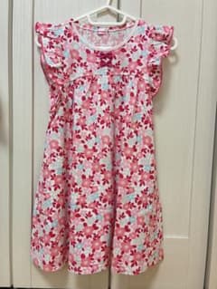 【美品 ミキハウス】 花柄 ノースリーブ ワンピース リボン フリル 130cmのサムネイル