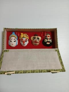 京劇 面譜 ミニチュア 4点セット 置物のサムネイル
