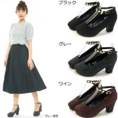 太ヒールパンプス　ブラックのサムネイル
