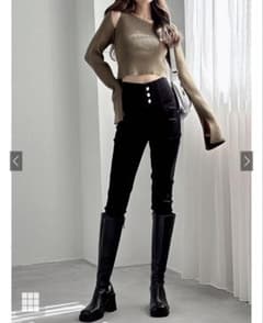 GRL ハイウエストスキニーパンツ ブラック