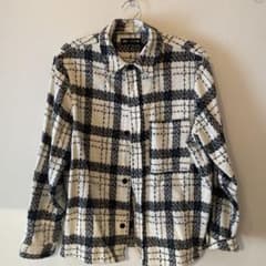 ZARA ネルシャツ L チェック 白黒 シャツジャケット 厚手のサムネイル
