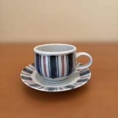 砥部焼和食器 ミニカップ＆ソーサー 縞模様のサムネイル