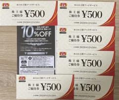 「餃子の王将」株主優待券 3000円分& 10%割引カードのサムネイル