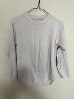 UNIQLO ベージュ リブ編み 長袖Tシャツ Sのサムネイル