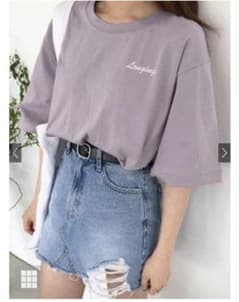 GRL グレイル　半袖 Tシャツ ロゴ刺繍 パープルのサムネイル
