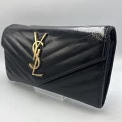 【美品】サンローラン/ 長財布 ブラック レザー レディース リペア商品 美品】サンローラン/YSL 長財布 ブラック レザー レディース リペア