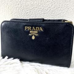 プラダ PRADA 二つ折り財布 サフィアーノ レザー ブラック L字