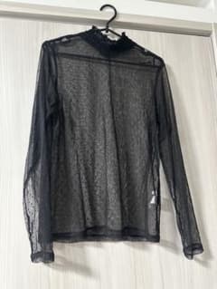 GU シースルー ドット柄 長袖シャツ ブラックのサムネイル