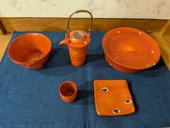 陶器 酒器セット 5点セット 朱色のサムネイル