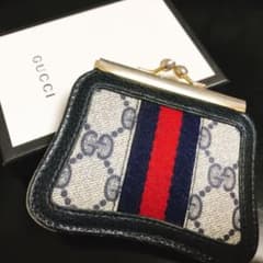 オールドグッチ gucci コインケース　ネイビー　シェリーラインのサムネイル