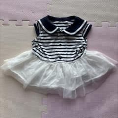 ベビー服 セーラーカラー ロンパース ボーダー チュール I♡PAPA＆MAMA