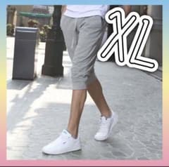 7分丈スウェットパンツ ハーフパンツ　ジョガーパンツ グレー XLのサムネイル