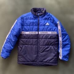 adidas パデッドジャケット 青/ネイビー　160cm 美品のサムネイル