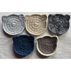 猫コースター 5枚セット ハンドメイド かぎ編み