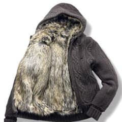 美品 DOLCE&GABBANA ケーブル編み ジャケット ニット 総ファー50 