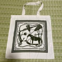 3COINS エコバッグ 馬 タッセル柄 約39cm×39cm