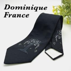 美品】ドミニクフランス スリークラウン シルクネクタイ ダークブルー