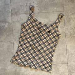 バーバリーブルーレーベル 総柄ノバチェックリボン タンクトップ 38 M