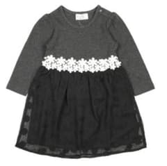 新品タグ付　天竺　ドットシフォン切替　ワンピースのサムネイル