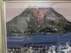 は*ぴ様 小林数雄　桜島 油彩画 風景画 額装 F8号前後 サイン有 インテリアのサムネイル