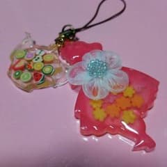 はち様  レジン  女の子とティーポット &金魚の置物のサムネイル