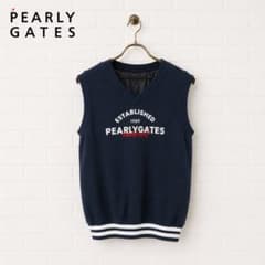 美品】PEARLY GATES ニットベスト 0 ネイビー - メルカリ