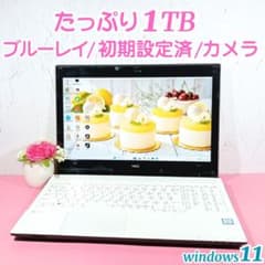 大容量1TB✨️最新windows11✨️薄型白ノートパソコン設定済カメラ付 大容量1TB✨️最新windows11薄型白ノートパソコン設定済カメラ付NEC