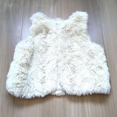 H&M　ベビー　キッズ　フェイクファーベスト　ホワイト　 90cm　100cm