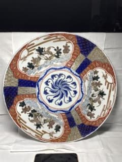 古伊万里。大皿。金彩。松鶴文。茶道具。飾皿。明治時代。古美術。骨董