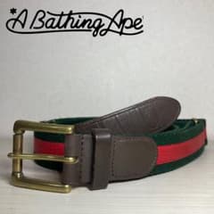 A BATHING APE Classics Men's Belt, Leather x Canvas