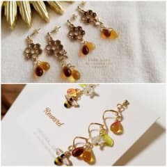 ◆人気定番商品◆とろーり蜂蜜と小さな蜂さん◯*.ピアスのサムネイル